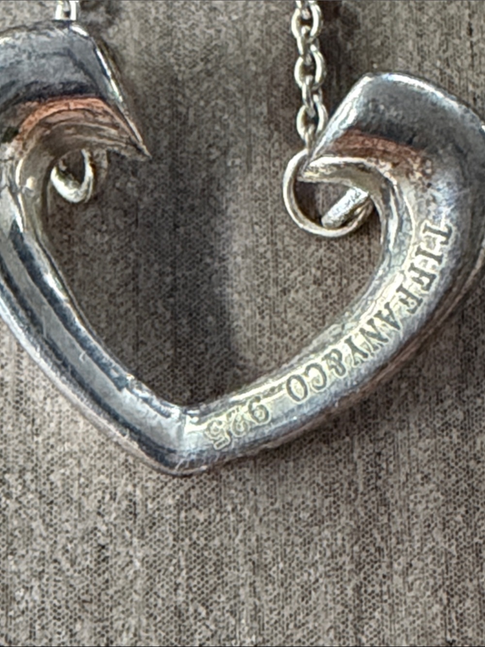 Tiffany & Co. Sterling Silver Open Heart Necklace Signature Blue Pouch 925 - Picture 2 of 9